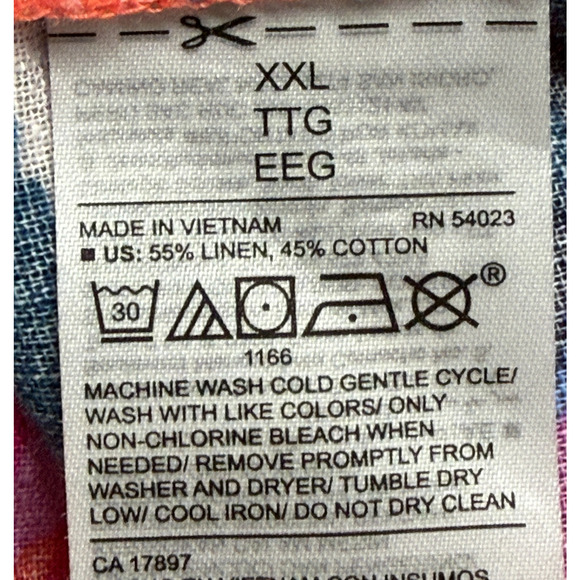 Old Navy Top Womens XXL Orange Blue Hawaiian Floral Linen Blend Beachy Coastal - Picture 8 of 9